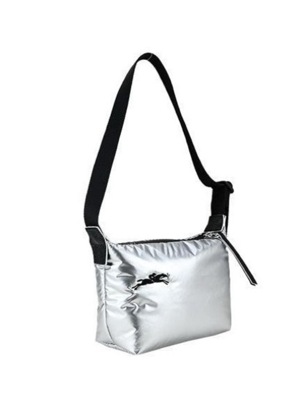 Longchamp Le Pilage Alpin Mini Silver Nylon Puffer Crossbody Purse Shoulder Bag